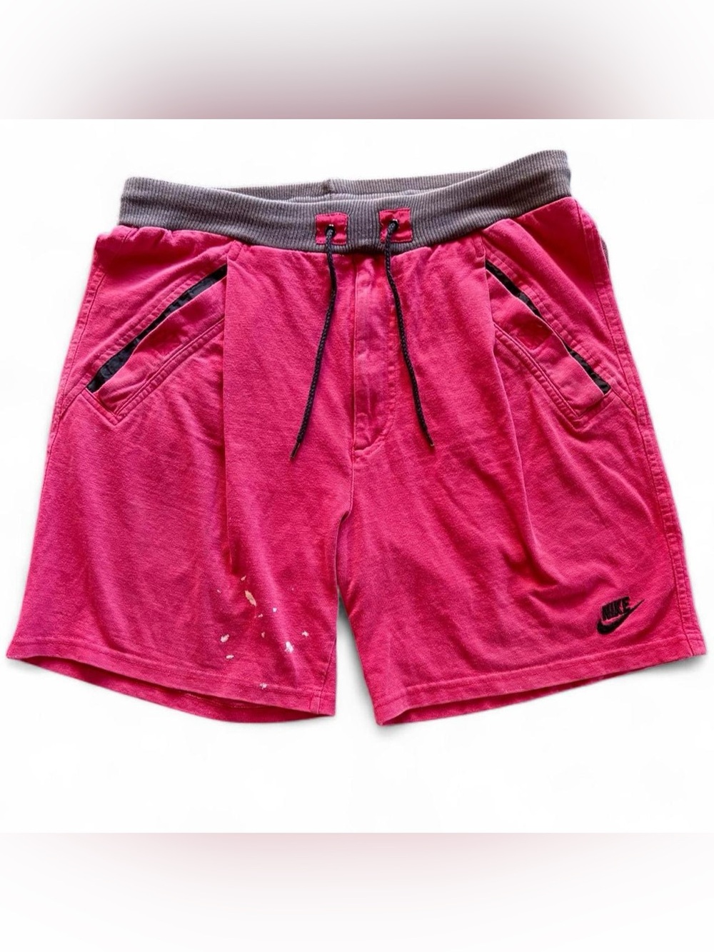 VTG Nike Gray Tag FLIGHT Air Jordan Red Shorts - Zip Fly, Pockets & Drawstring